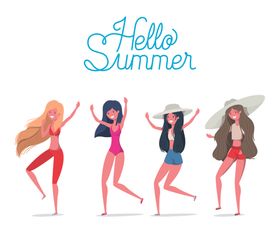 夏日海滩度假休闲插画
