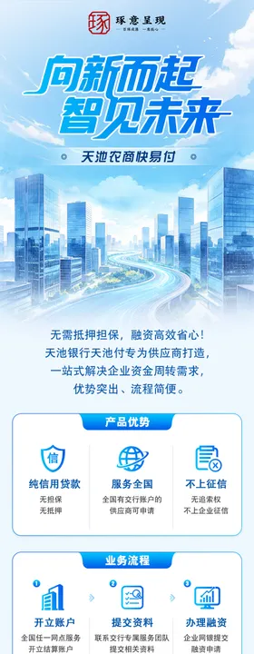 蓝色在线展架科技发品发布海报