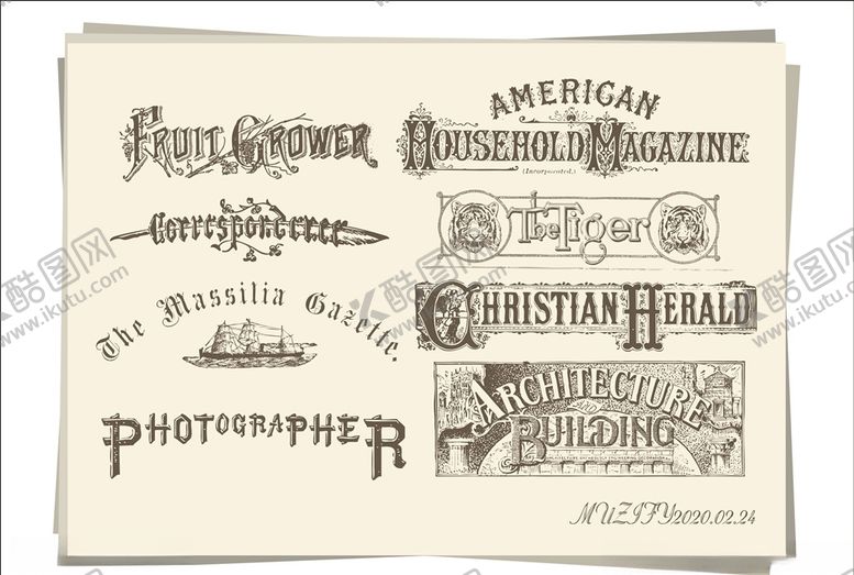 编号：40140210041018296176【酷图网】源文件下载-8款入复古字体标题设计