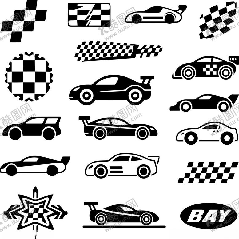 编号：68516404072337103255【酷图网】源文件下载-赛车图案及标志集合