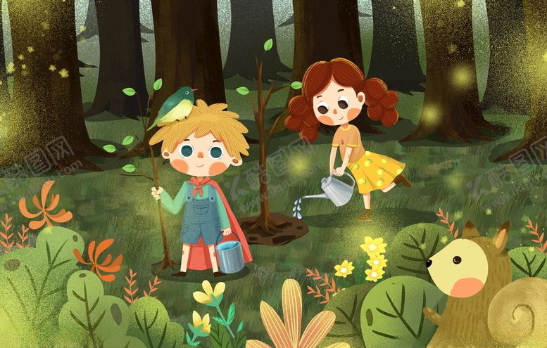 编号：70878210031510109704【酷图网】源文件下载-植树节植树少年插画