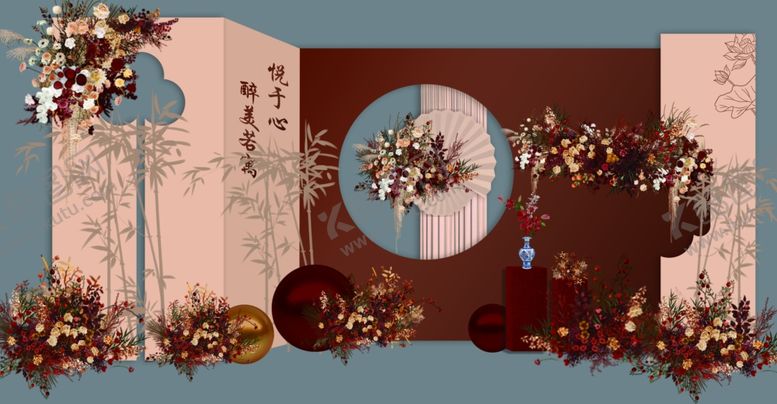 编号：92832004040824227938【酷图网】源文件下载-中式婚礼场景布置