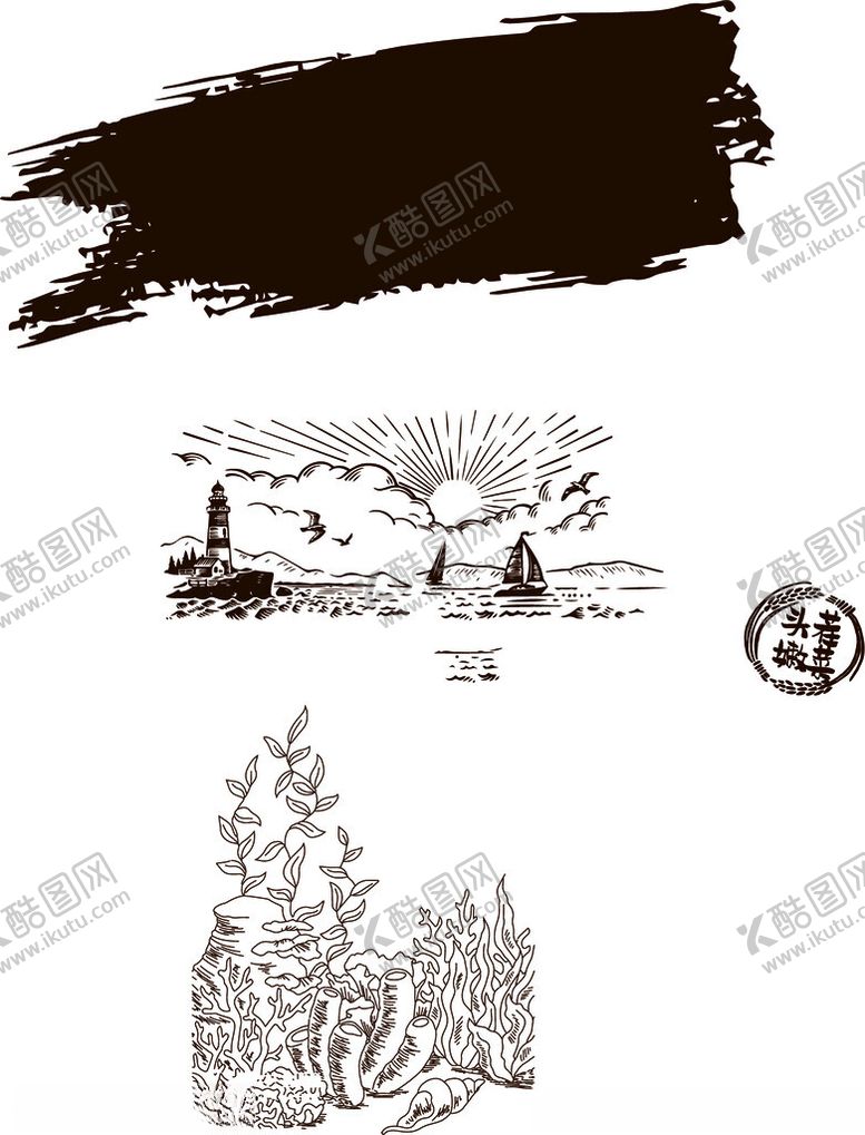 编号：90253501270632297139【酷图网】源文件下载-大海紫菜海带帆船