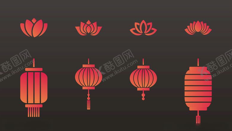 编号：17598807040621348679【酷图网】源文件下载-中式荷花莲花灯笼CDR矢量素材