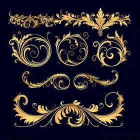 金色华丽装饰花纹集合
