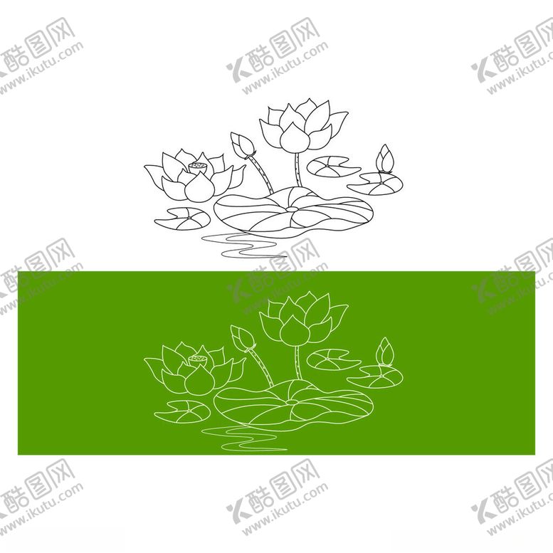 编号：57300102071107013680【酷图网】源文件下载-荷花线描雕刻矢量图案