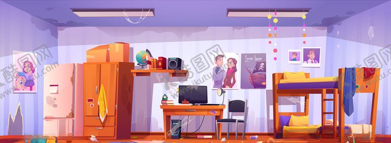 编号：53796910281040353711【酷图网】源文件下载-卧室插画