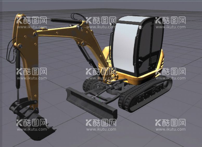 编号：15456411131643478882【酷图网】源文件下载- C4D模型紧凑型履带式挖掘机