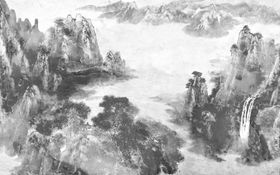 中式水墨山水背景