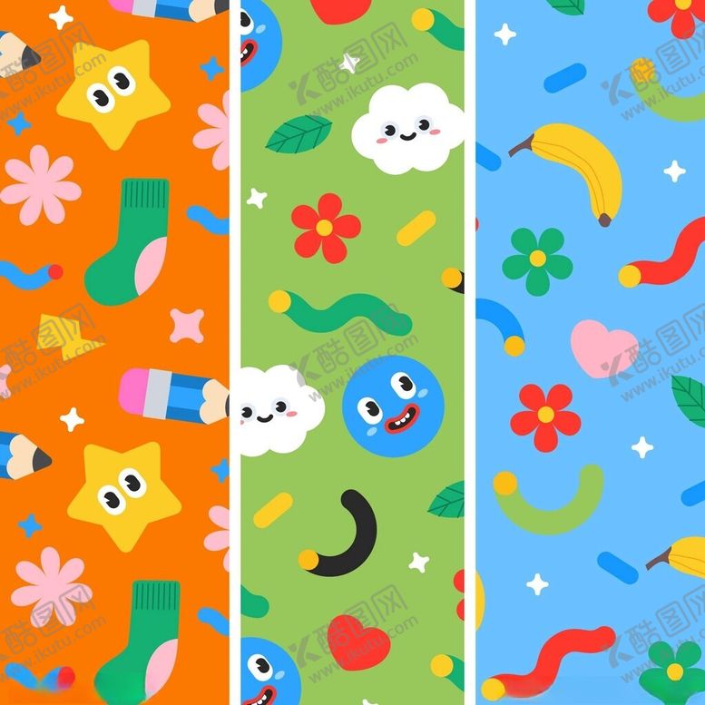 编号：52032104250603145585【酷图网】源文件下载-多彩卡通纹饰图案
