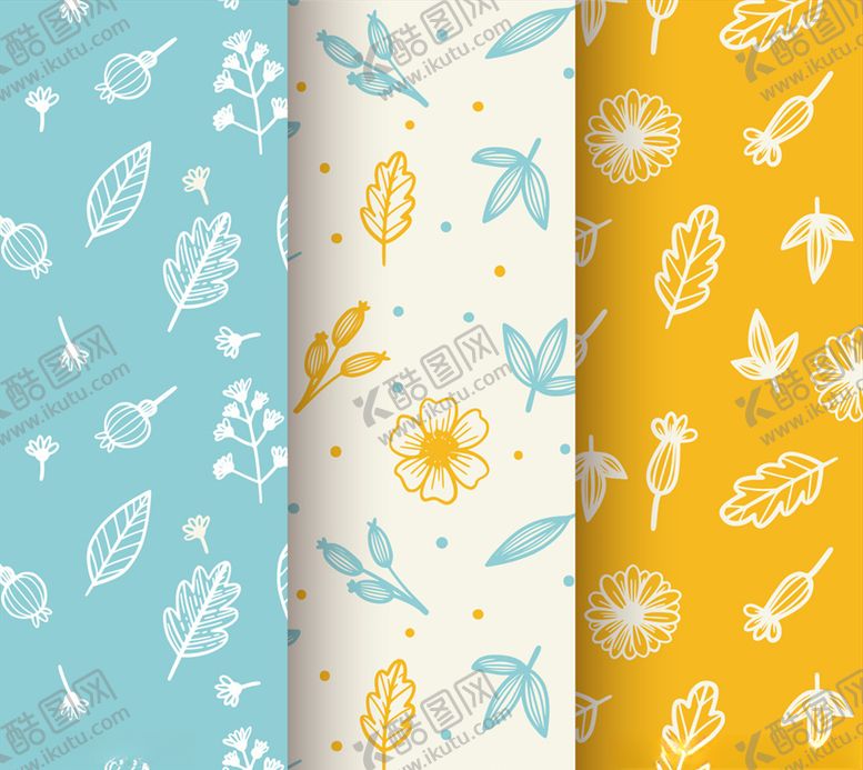 编号：53764010111958119848【酷图网】源文件下载-3款清新花草无缝背景