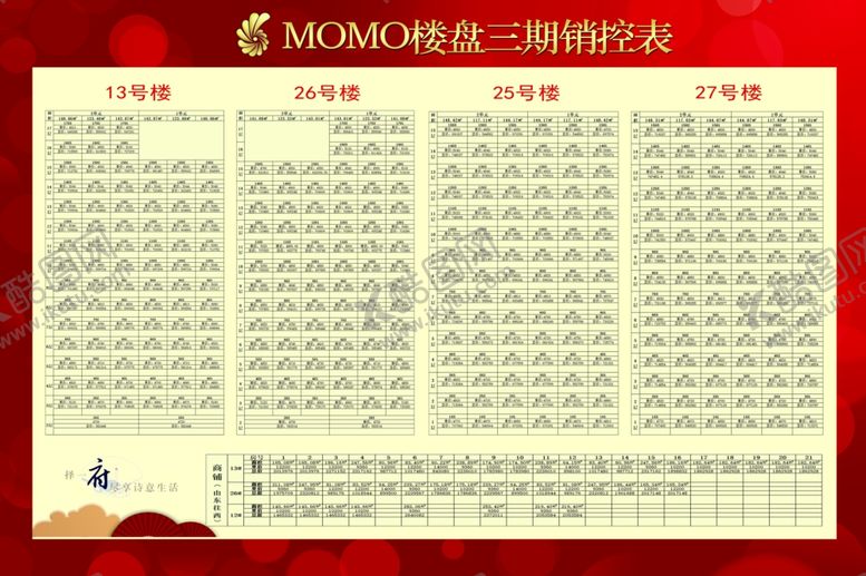 编号：47562607032219469369【酷图网】源文件下载-房地产销控表