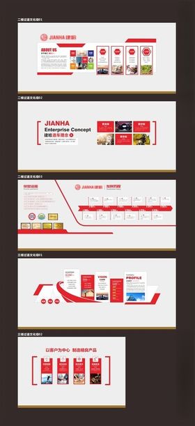 红色企业文化墙