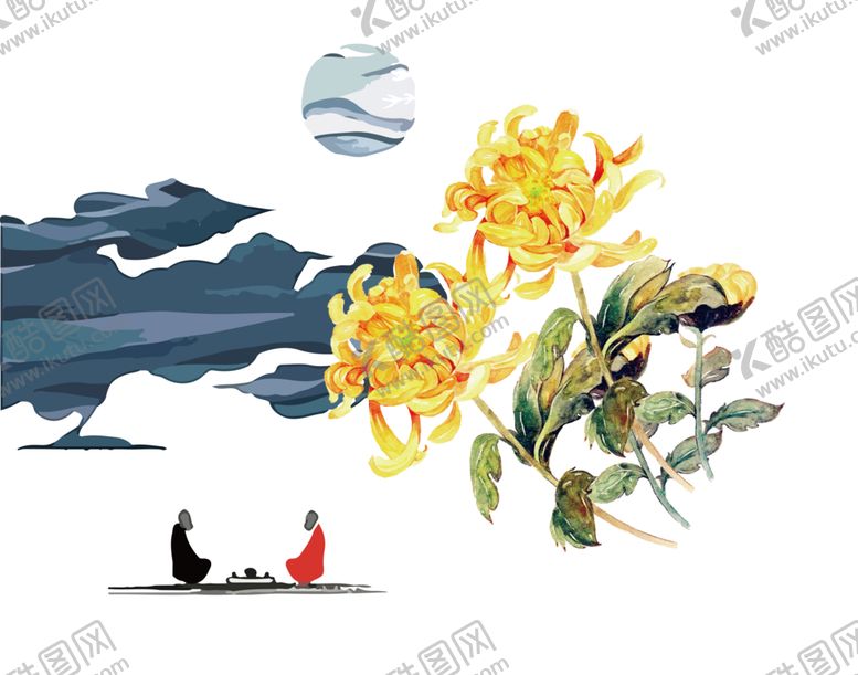 编号：40735809280647456224【酷图网】源文件下载-水墨菊花