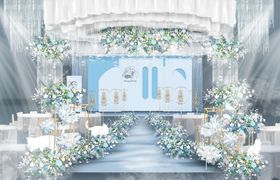 清新蓝白系婚礼现场布置