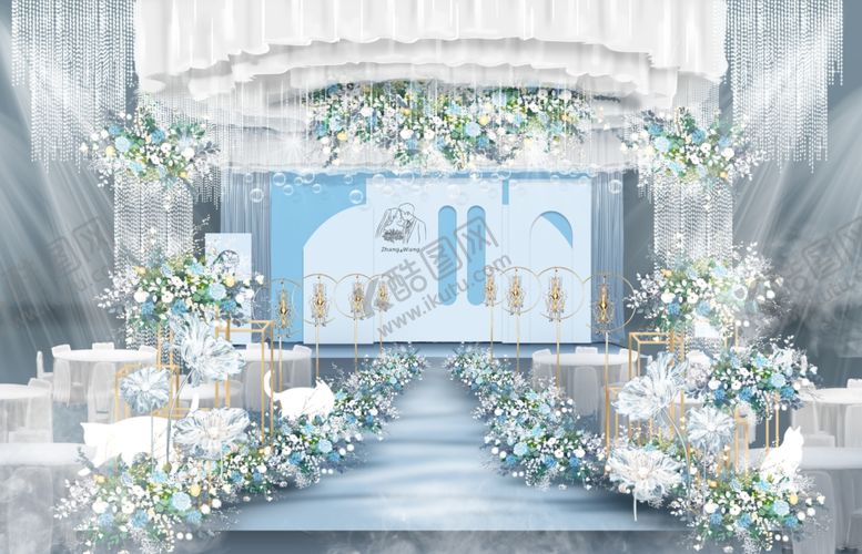 编号：31921704060121185435【酷图网】源文件下载-清新蓝白系婚礼现场布置