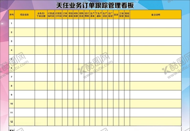 编号：68066705190837276289【酷图网】源文件下载-看板订单跟踪管理业务