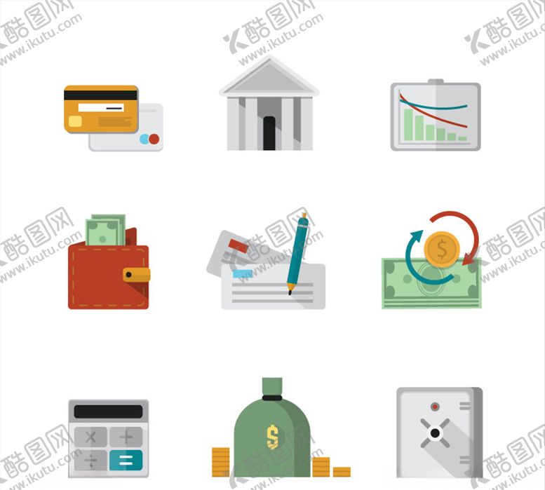 编号：54388610130522435896【酷图网】源文件下载-金融元素图标矢量素材