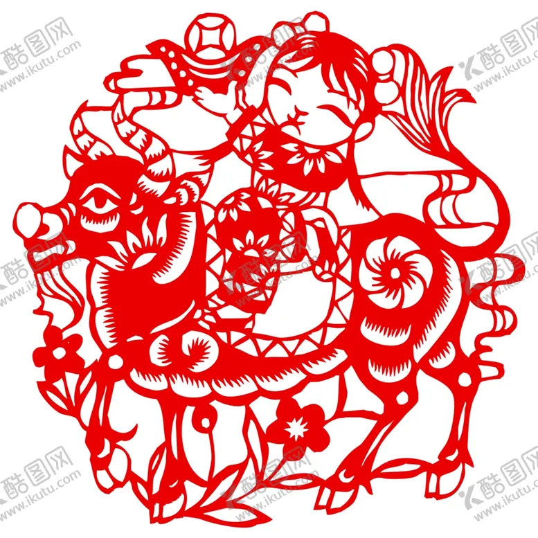 编号：12836506281412032799【酷图网】源文件下载-生肖牛剪纸