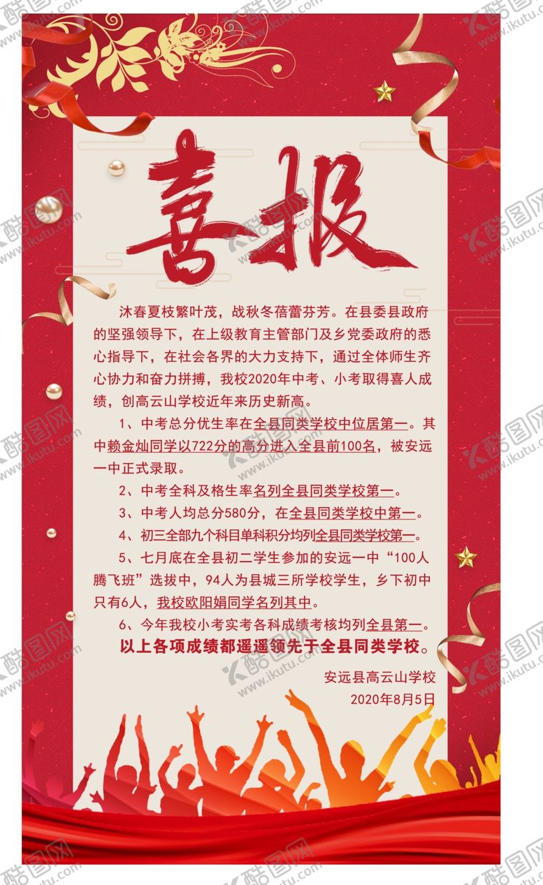 编号：85170009291743103818【酷图网】源文件下载-喜报高考喜报高考状元名单