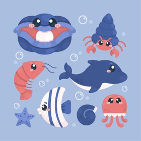 海洋生物插图动鱼类底动