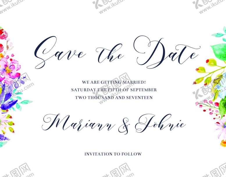 编号：29437909250821217390【酷图网】源文件下载-小清新水彩邀请函设计