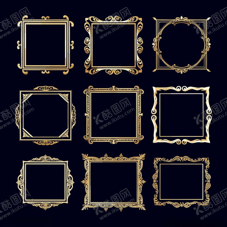 编号：71134411182334443282【酷图网】源文件下载-金色精美边框设计素材