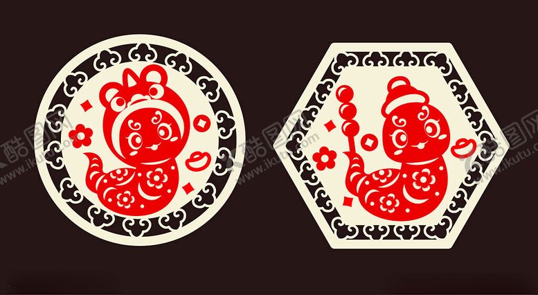编号：10330001301745229283【酷图网】源文件下载-蛇年窗花