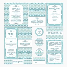 清新蓝白婚礼请柬设计模板