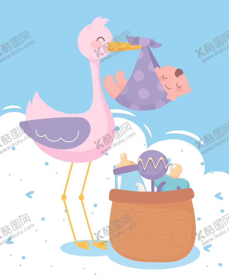 编号：52712404132040512721【酷图网】源文件下载-手绘淡彩婴儿