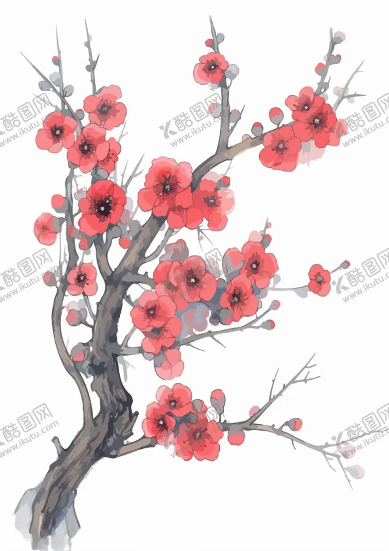编号：55541502170502196172【酷图网】源文件下载-中式水墨画梅花