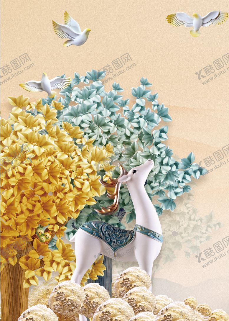 编号：67799909252022156856【酷图网】源文件下载-现代简约发财树无框画