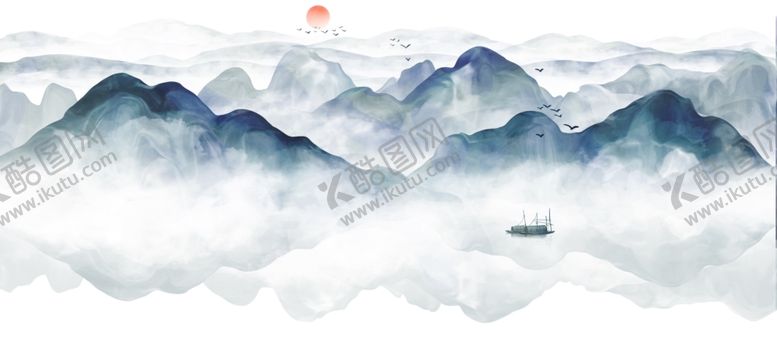 编号：48747305110904487888【酷图网】源文件下载-山水古风水墨传统插画背景