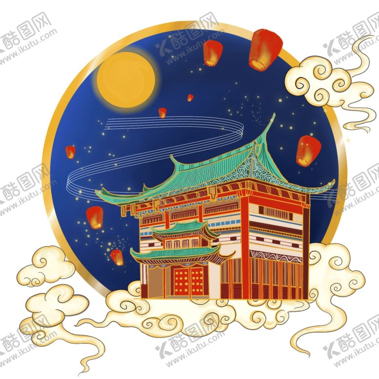 编号：74894804211744198947【酷图网】源文件下载-工笔风建筑插画