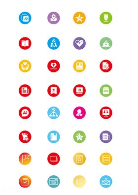 多彩圆形创意图标集合