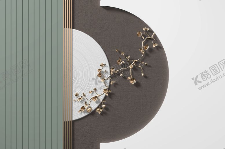 编号：90175704011933499974【酷图网】源文件下载-中式格栅背景墙