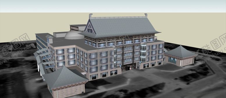 编号：18954010230746002795【酷图网】源文件下载-景观酒店博物馆建筑模型