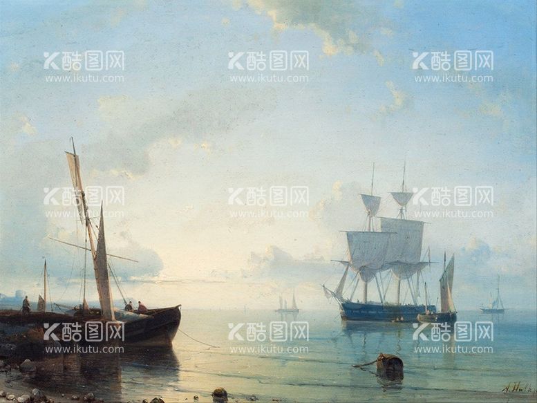 编号：06592809132008068530【酷图网】源文件下载-油画 船舶梦幻风景画