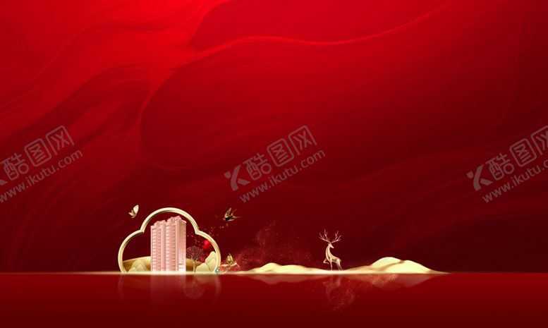 编号：45291910092244204146【酷图网】源文件下载-地产开盘红金