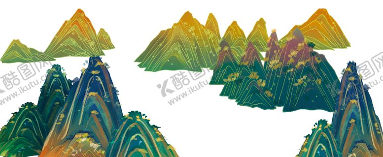 编号：23600112300420185443【酷图网】源文件下载-国潮山水边框图片 