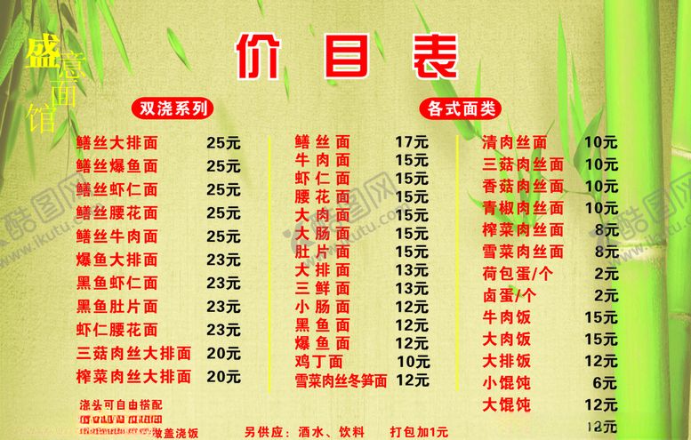 编号：44713710312020099557【酷图网】源文件下载-面馆菜单牌