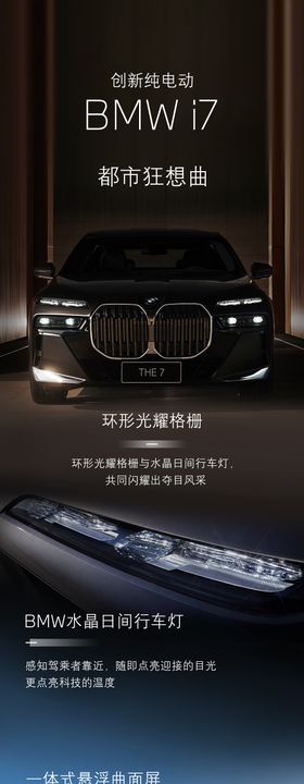 BMW i7汽车长图海报