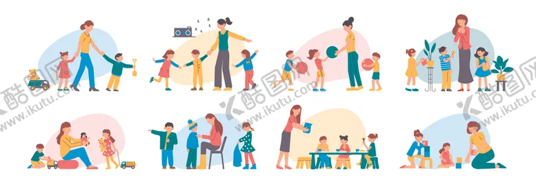 编号：38411006291801201179【酷图网】源文件下载-多样家庭场景插画