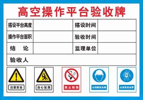 高空操作平台验收牌