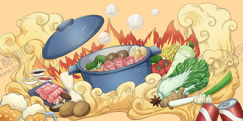 编号：18520409141747145128【酷图网】源文件下载-古风美食插画