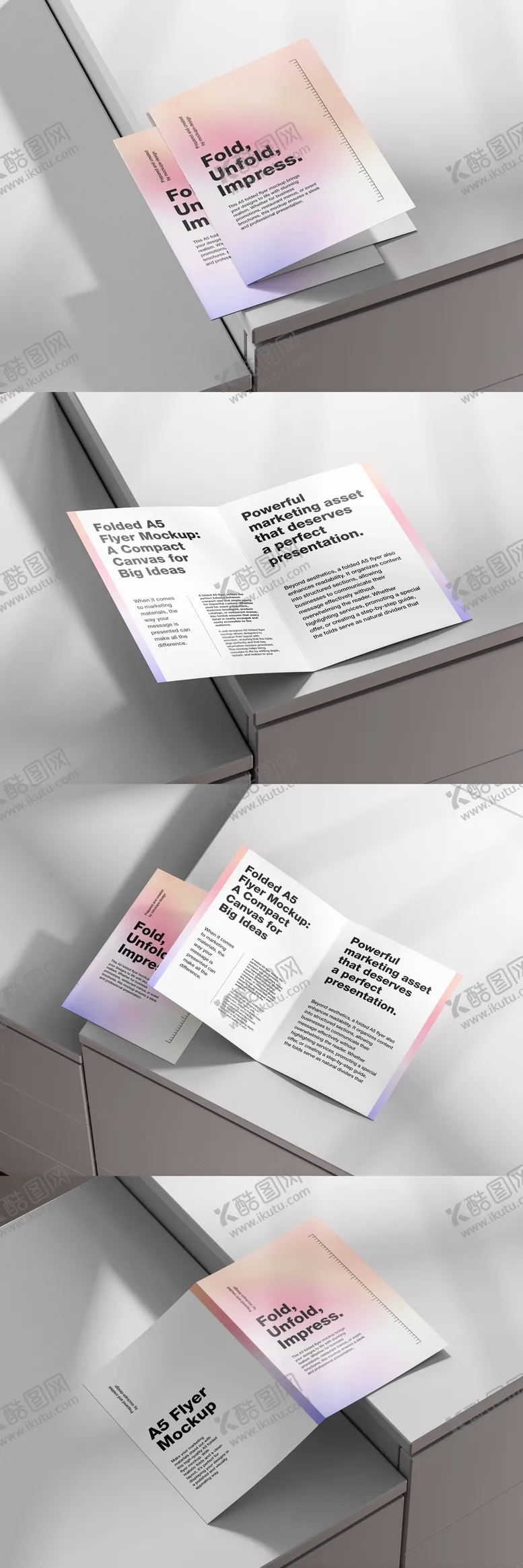 编号：26577704090202169943【酷图网】源文件下载-A4两折页效果展示样机
