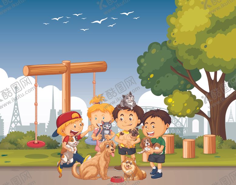 编号：29730910162218329139【酷图网】源文件下载-卡通儿童和动物