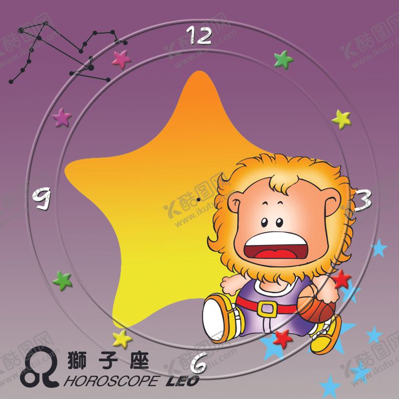 编号：63059809270602509103【酷图网】源文件下载-狮子座钟表