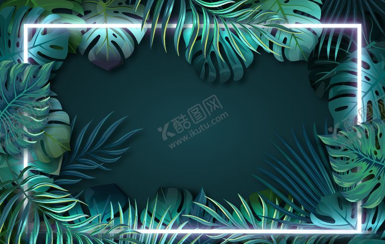 编号：80120010092308154942【酷图网】源文件下载-霓虹灯叶子背景