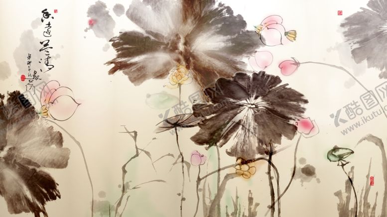 编号：11297909211234319794【酷图网】源文件下载-水墨荷花